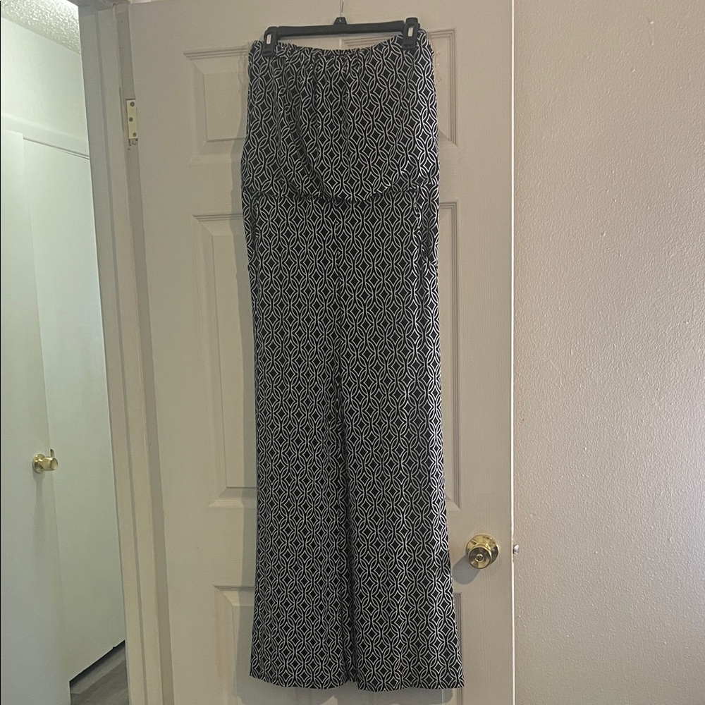 5th & Love Black and White Patterned Wide-Leg Jumpsuit